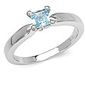 Sterling Silver Blue Topaz Solitaire Ring (Size 7)