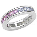 Sterling Silver Pink and Blue Sapphire Band (Size 7)