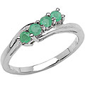 Sterling Silver Emerald 4-stone Bypass-style Ring (Size 7)