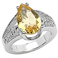 Sterling Silver Citrine and White Topaz Teardrop Ring (Size 7)