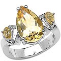 Sterling Silver Citrine Teardrop Ring (Size 7)