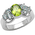 Sterling Silver Peridot and Blue Topaz Ring (Size 7)