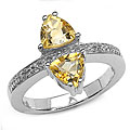 Sterling Silver Citrine Trillion and White Topaz Ring (Size 7)