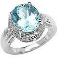 Sterling Silver Blue Topaz and Diamond Accent Ring (Size 7)