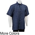 Toscano Men's Windowpane Linen Short-sleeve Shirt