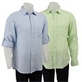 Nove Men's Linen Gingham Check Long-sleeve Shirt
