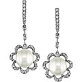 18k Gold FW Pearl and 1/3ct TDW Diamond Floral Earrings (9-10 mm)