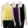 Ninety Women's Sleeveless Scoop-neck Ruffle Knit Top
