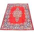 Persian Kirman Red/ Navy Rug (10'7 x 14')
