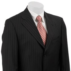 Collezione Italia Men's Black Pinstripe Wool 2-button Suit