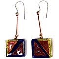 Copper and Glass Dangling Earrings (Chile)