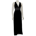 Necessary Objects Junior's Black Embroidered Shirred Maxi Dress