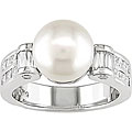 18k Gold 4/5ct TDW Diamond/ Pearl Ring (9.5-10mm) (G-H,SI) (Size 6.5)