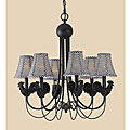 Steel Black Roosters 6-light Chandelier