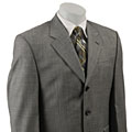 Lauren by Ralph Lauren Men's Grey Sharkskin Wool 3-button Suit