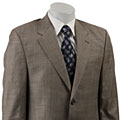 Lauren by Ralph Lauren Men's Light Brown Glen Plaid Wool 2-button Suit