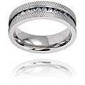Stainless Steel Clear Cubic Zirconia Engraved Band