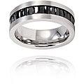 Stainless Steel Black Cubic Zirconia Channel Ring
