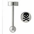 Steel Etched Skull and Crossbones Logo Barbell