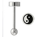 Surgical Steel Etched Yin Yang Logo Barbell 