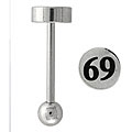 Surgical Steel Etched '69' Logo Barbell