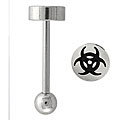 Surgical Steel Etched Biohazard Logo Barbell