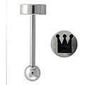 Surgical Steel Etched Crown Logo Barbell 
