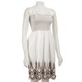 Magic Women's White/ Brown Tube Top Embroidered Dress