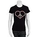 Crazy Haute Women's Rhinestone Peace Heart T-shirt