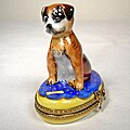 Limoges Hand-painted Boxer Dog Keepsake Box