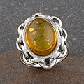 Sterling Silver Baltic Amber 'Cable' Ring (Thailand)