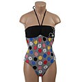 Paul Frank Women's Skull Print Bandeau One-piece Swim Suit