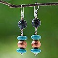 Silver Labradorite/ Turquoise 'Oriental Blue' Earrings (Thailand)