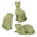 Set of 3 Celadon Ceramic 'Curious Kitties' Statuettes (Thailand)
