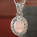 Silver Rose Quartz 'Promise' Pendant Necklace (India)