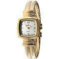 Peugeot Women's Goldtone Silver Dial Hinged Bangle Watch