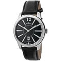 Peugeot Men's Silvertone Black Sunray Dial Watch