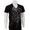 Pop Icon Men's 'Fleur de Lis' Black V-neck T-shirt