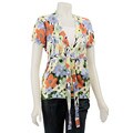 RXB Women's Short-sleeve Tie-front Cardigan
