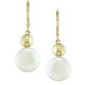 14k Gold FW Coin Pearl and Gold Bead Earrings (11-12 mm)