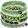 Bone Ten Turn Forest Green Bracelet (India)