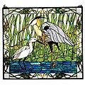 Blue Heron and Snowy Egret Stained Glass Window 