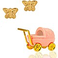 14k Yellow Gold Children's Butterfly Earrings