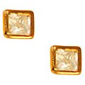 14k Yellow Gold CZ Children's Square Earrings