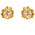 14k Gold Cubic Zirconia Children's Floral Earrings 
