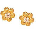 14k Gold Cubic Zirconia Children's Flower Earrings 