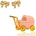 14k Gold Cubic Zirconia Children's Bow Earrings