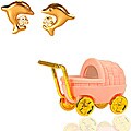 14k Gold Cubic Zirconia Children's Dolphin Earrings