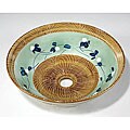 Baden Bath Khaki and Celadon Porcelain Vessel Sink
