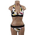 Perry Ellis Women's Contrast Band Halter Top Bikini